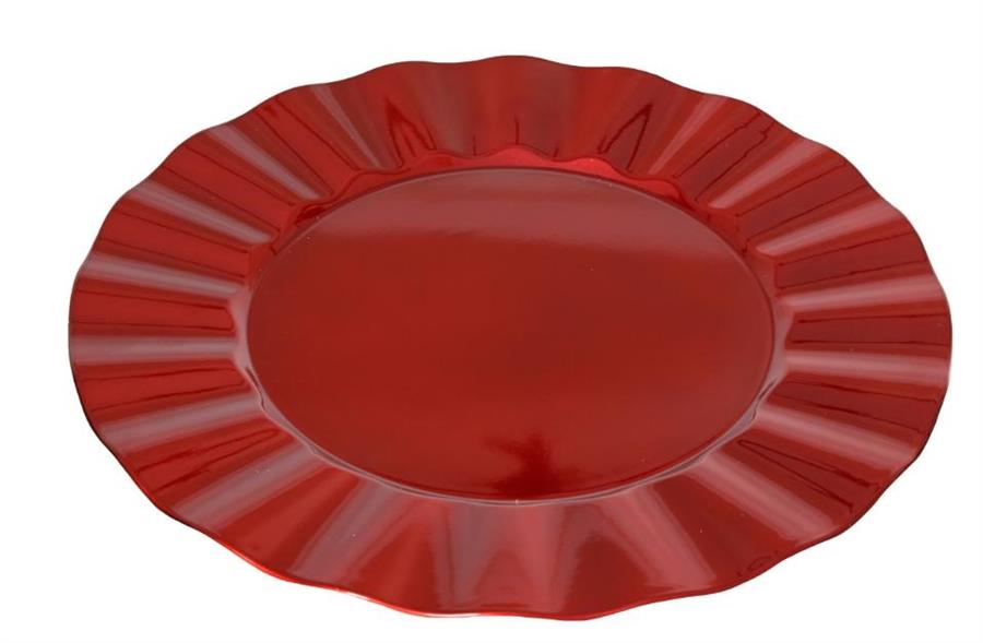 VASSOIO POLIPROPILENE BORDO ONDULATO CHRISTMAS RED D.33XH.1.