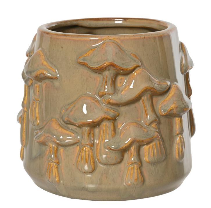 VASO PORCELLANA C/FUNGHI LUCIDO D.19XH.16.5CM