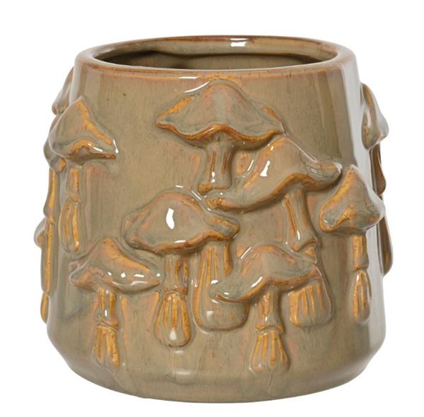 VASO PORCELLANA C/FUNGHI LUCIDO D.19XH.16.5CM