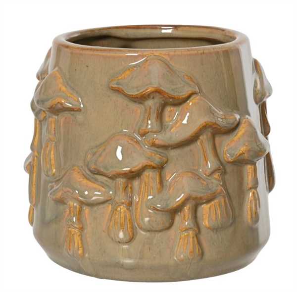 VASO PORCELLANA C/FUNGHI LUCIDO D.19XH.16.5CM