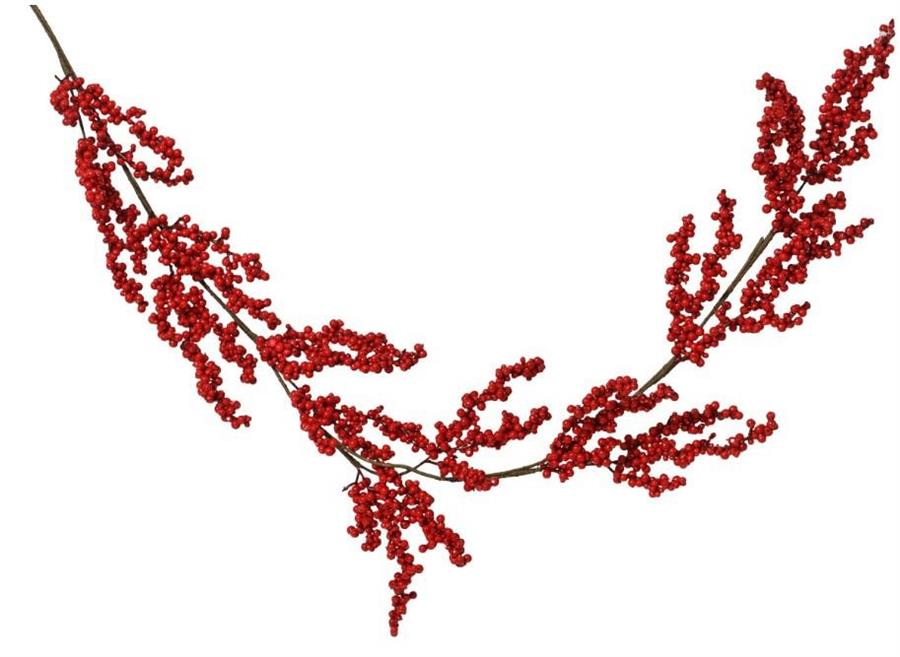 GHIRLANDA DI BACCHE ROSSE IN SCHIUMA 10X5XH.130CM
