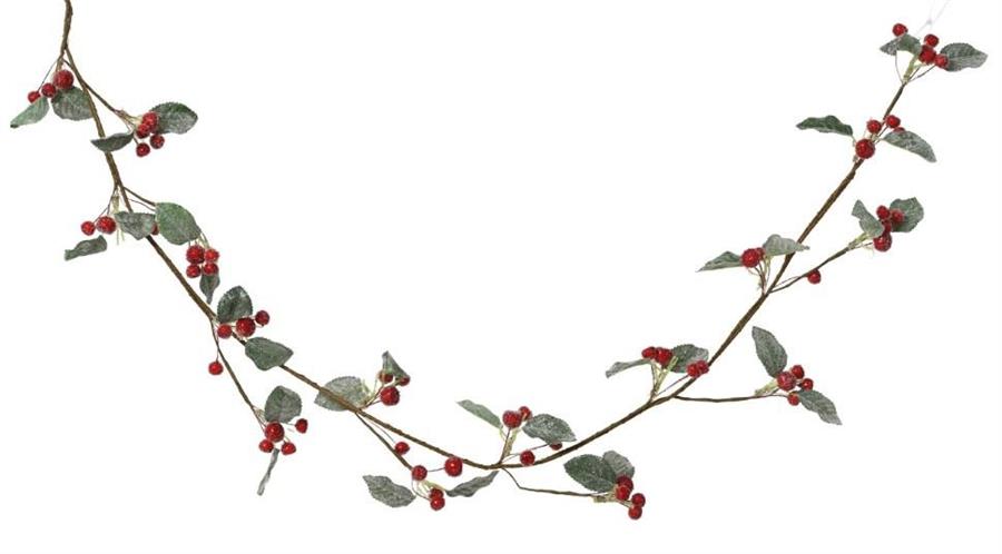 GHIRLANDA CON BACCHE ROSSE E FOGLIE IN SCHIUMA 5X5XH130CM