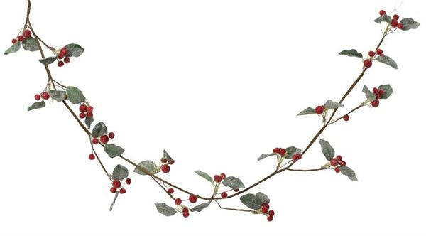 GHIRLANDA CON BACCHE ROSSE E FOGLIE IN SCHIUMA 5X5XH130CM