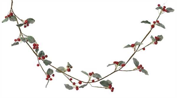 GHIRLANDA CON BACCHE ROSSE E FOGLIE IN SCHIUMA 5X5XH130CM