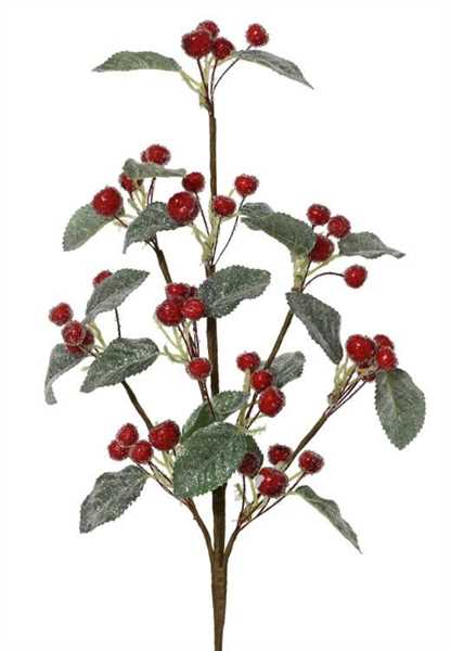 RAMO C/FOGLIE POLIETILENE C/BACCHE ROSSE SCHIUMA 20X5XH.65CM