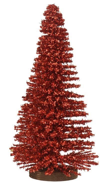 ALBERO DI BAMBOO CON GLITTER ROSSO D.12X H.30CM