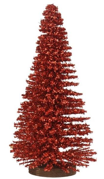 ALBERO DI BAMBOO CON GLITTER ROSSO D.12X H.30CM