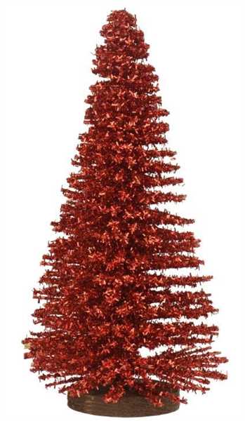 ALBERO DI BAMBOO CON GLITTER ROSSO D.12X H.30CM