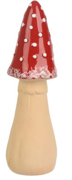FUNGO IN POLIRESINA  ROSSO/BIANCO D.7.7X H.25.5CM
