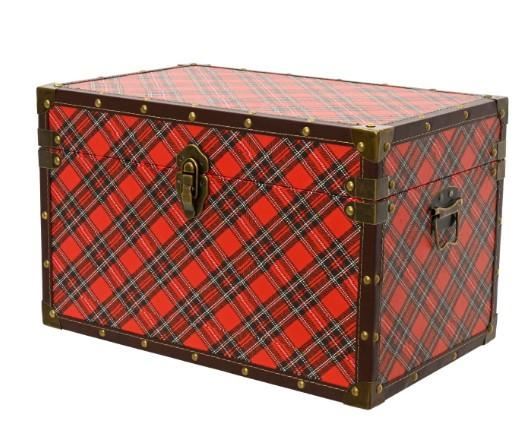 BAULE ROSSO IN COMPENSATO E SIMILPELLE 46X30XH.30CM