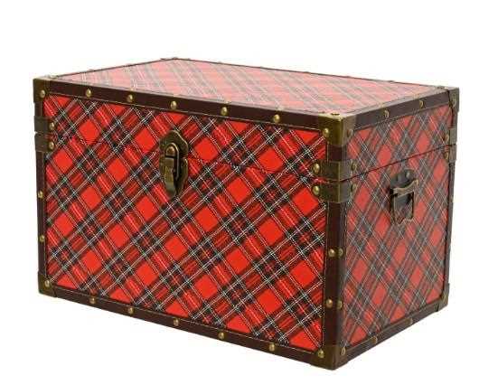 BAULE ROSSO IN COMPENSATO E SIMILPELLE 46X30XH.30CM