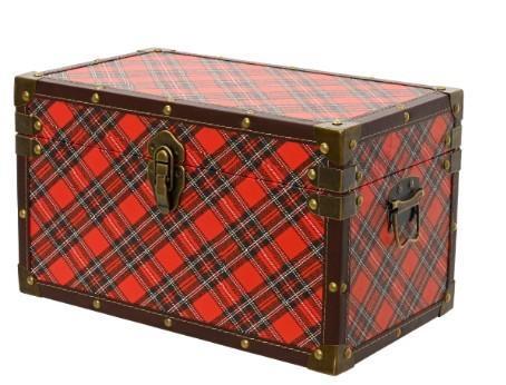 BAULE ROSSO IN COMPENSATO E SIMILPELLE 34X20XH.20CM