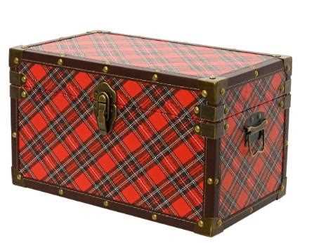 BAULE ROSSO IN COMPENSATO E SIMILPELLE 34X20XH.20CM