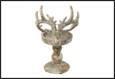 TESTA RENNA  GUNNAR GRIGIO SU PIEDE  PE  15,5X15,5X25,5CM