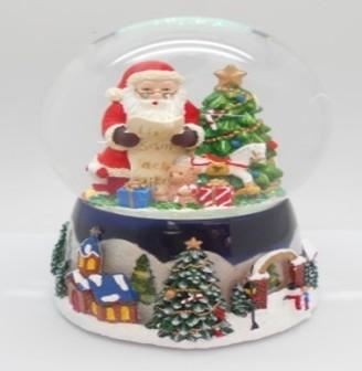 CARILLON SFERA ACQUA PVC/VETRO BABBO NATALE CM.16,5