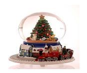 CARILLON SFERA ACQUA PVC/VETRO ALBERO/TRENINO CM.18
