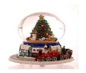 CARILLON SFERA ACQUA PVC/VETRO ALBERO/TRENINO CM.18