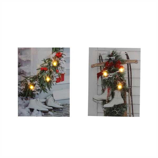 QUADRO RETT. A BATTERIA CON PATTINI A LED 2 MODELLI ASS.