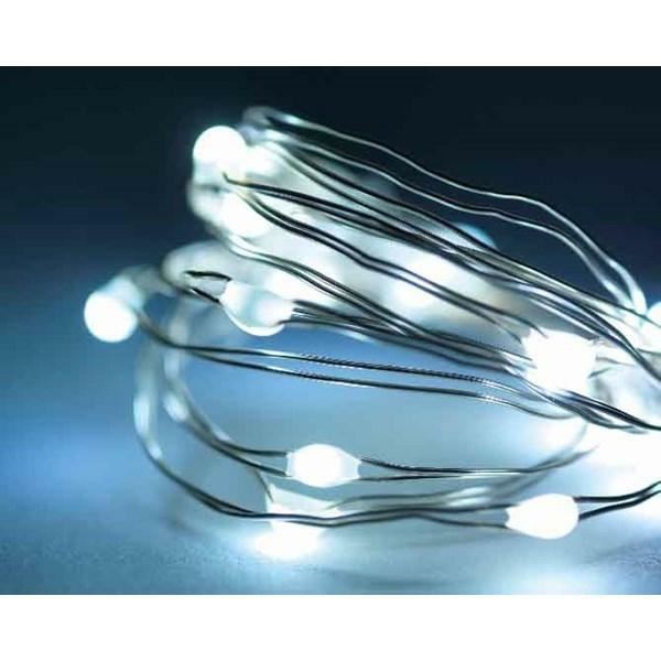 MICRO LED STRING 1M-20L COOL WHITE F.SILVER TIMER 6H BATT.-en