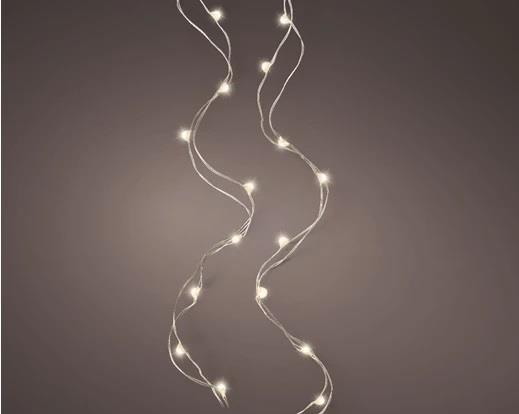 MICROLED A BATTERIA 20LED L.CALDA FILO SILVER 95CM TIMER 6H