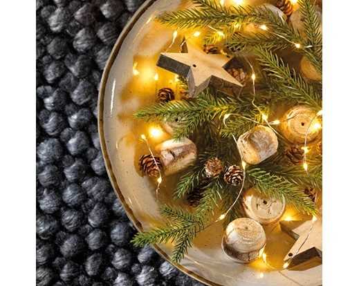 MICROLED A BATTERIA 20LED L.CALDA FILO SILVER 95CM TIMER 6H