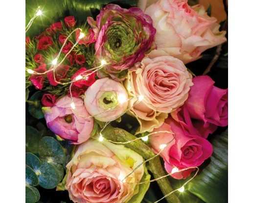 MICROLED A BATTERIA 20LED L.CALDA FILO SILVER 95CM TIMER 6H