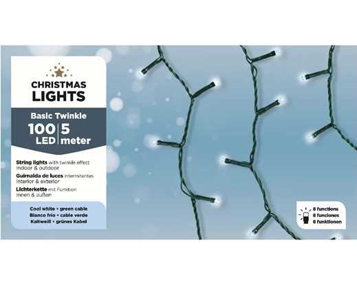 CATENA LUCE FREDDA 100LED MT.5 FILO VERDE CON EFFETTI IP44