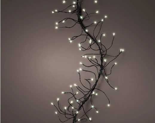 GHIRLANDA LUCE CALDA 960MICROLED MT.6 FILO NERO IP44 8FUNZ.
